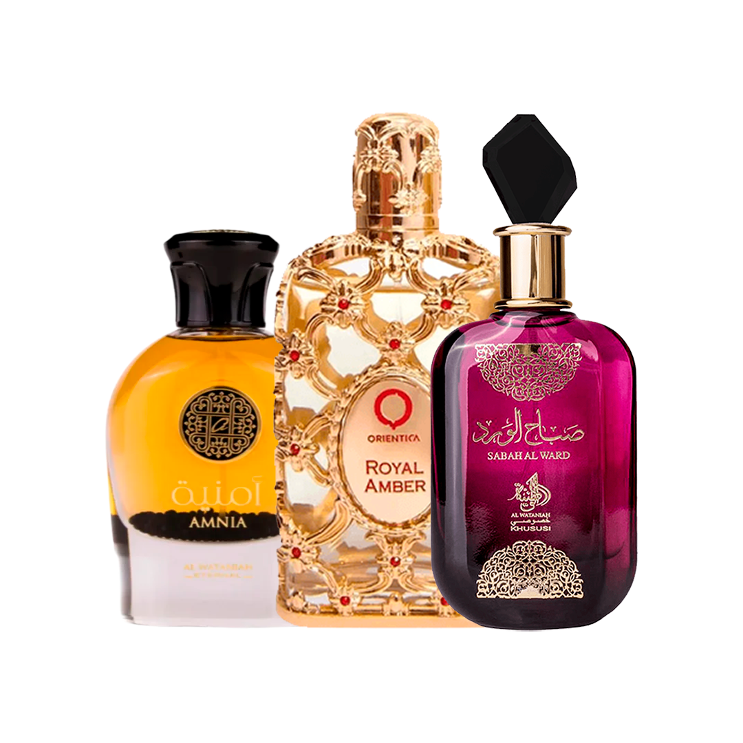 COMBO SEDUÇÃO - Sabah Al Ward + Amnia + Royal Amber - Eau de Parfum