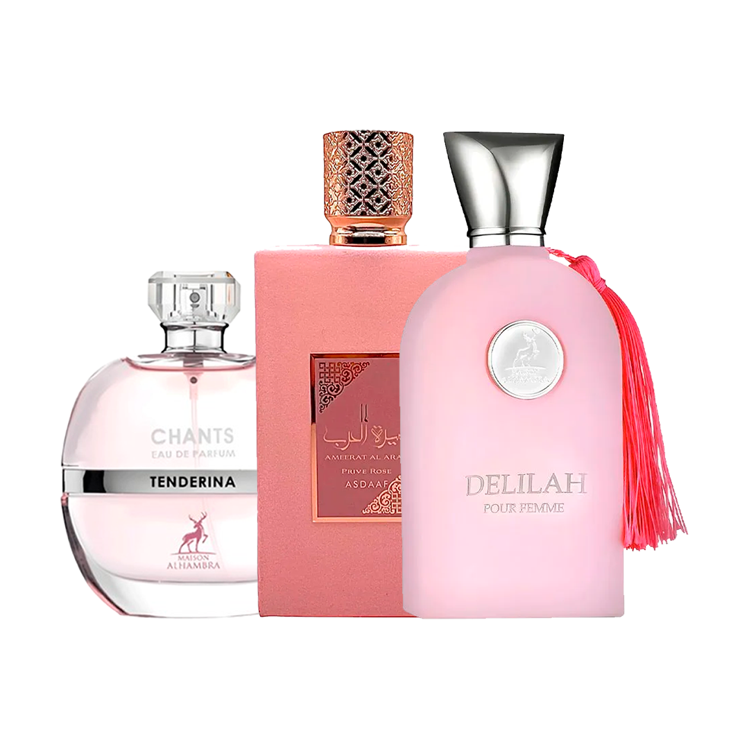 COMBO DAS PRINCESAS - Chants Tenderina + Ameerat Al Arab Prive Rose + Delilah - Eau de Parfum